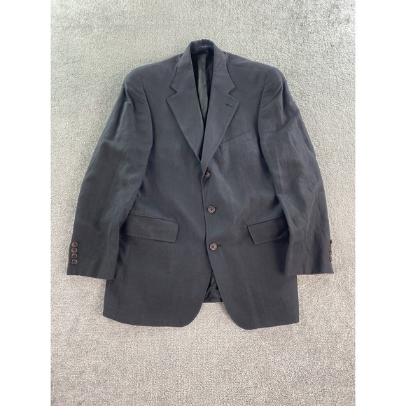 Ralph Lauren Suit Jacket Mens 40 R Navy Linen Blend Solid Summer Designer Sport